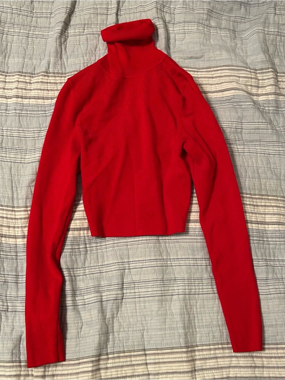 Zara Red Turtleneck Cropped Sweater